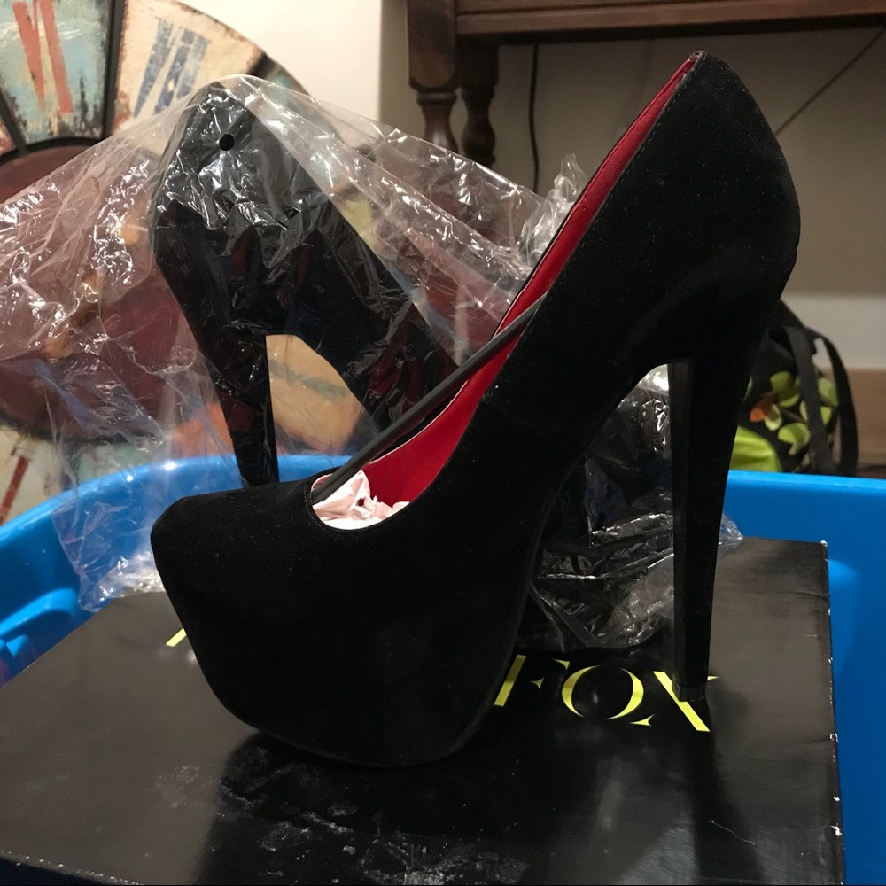 Black Suede Platform Heels
